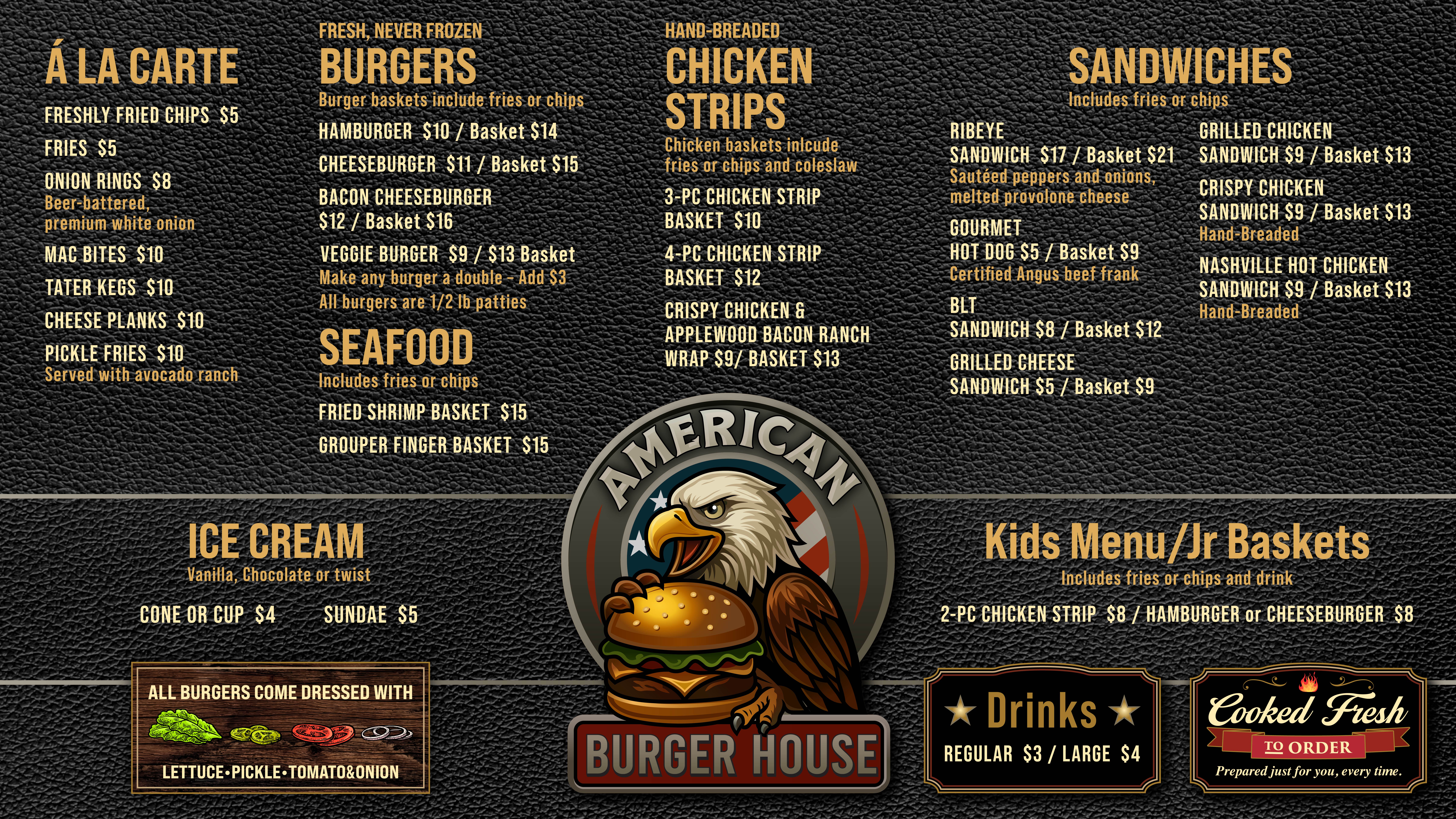 American Burger House Full Menu